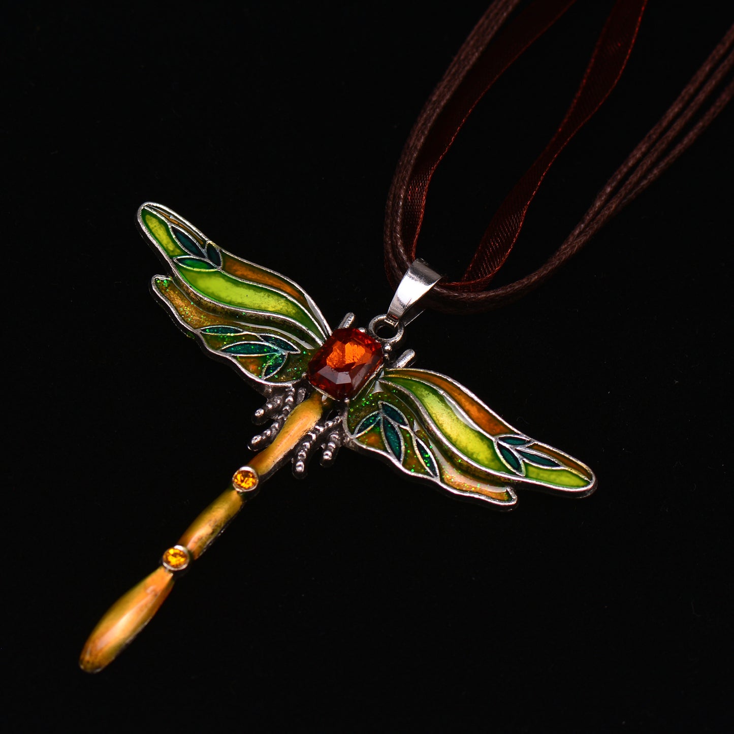 Wings of Renewal Dragonfly Crystal Necklace