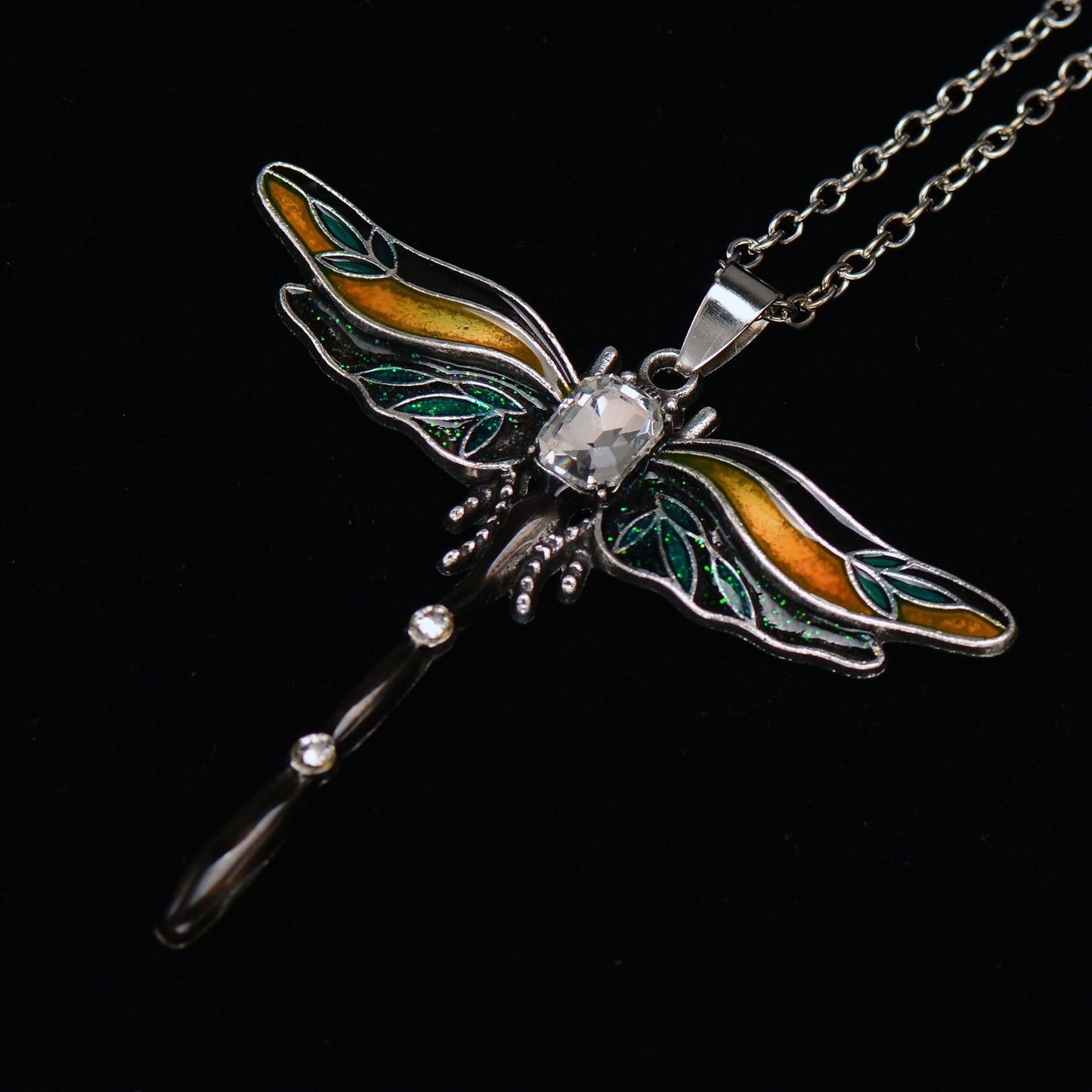 Wings of Renewal Dragonfly Crystal Necklace