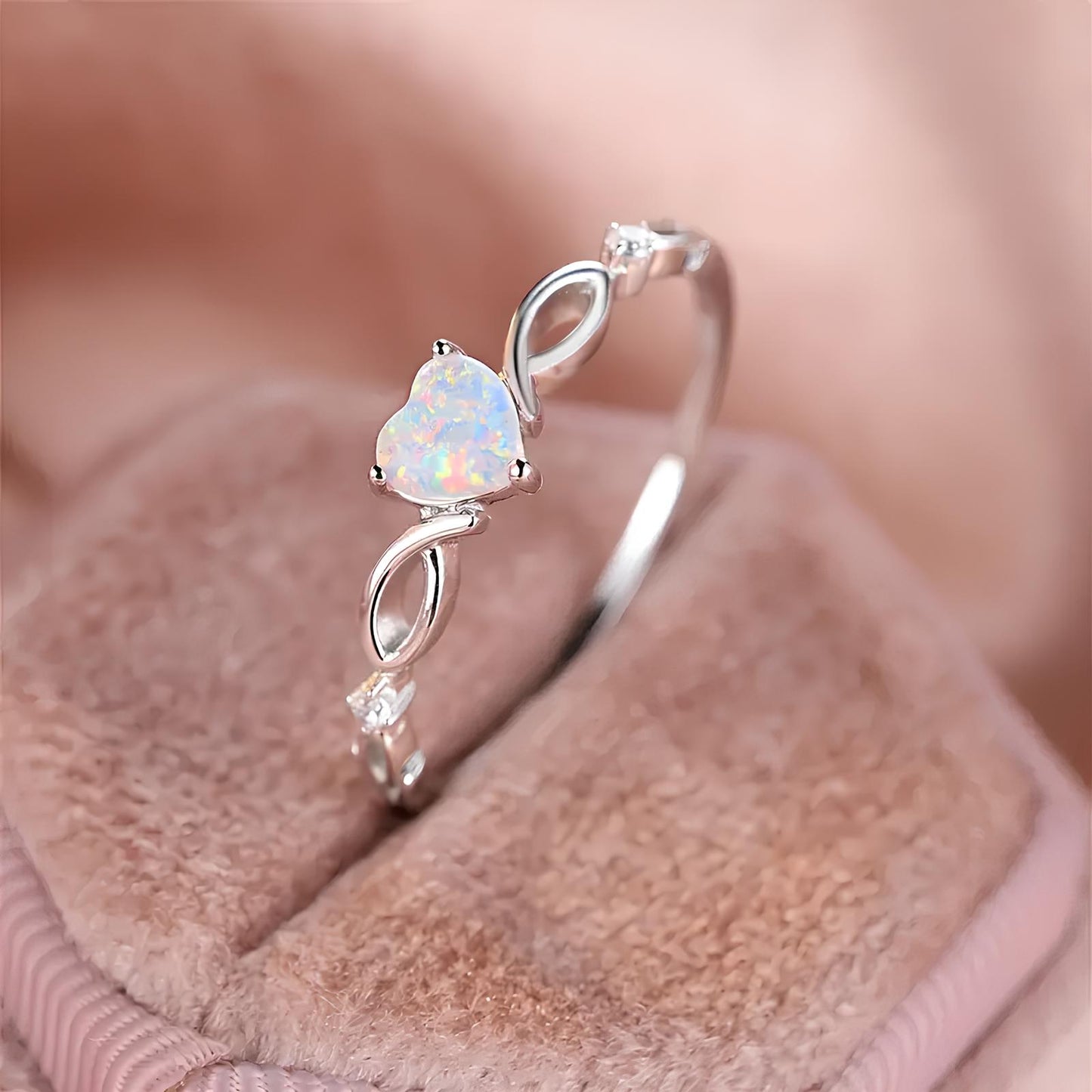 Eternal Glow Opal Heart Crystal Ring