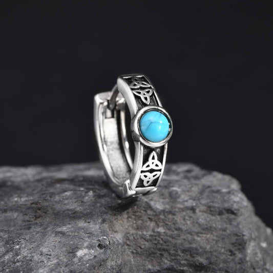 Sacred Triquetra Turquoise Hoop Earrings