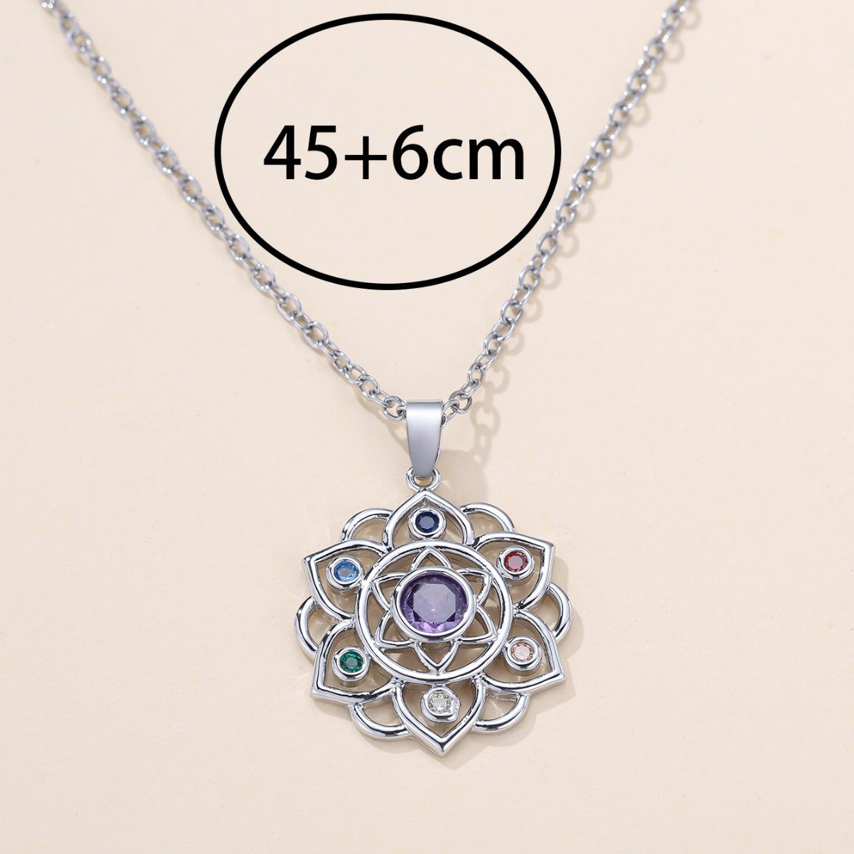 Radiant Lotus 7 Chakras Crystal Necklace