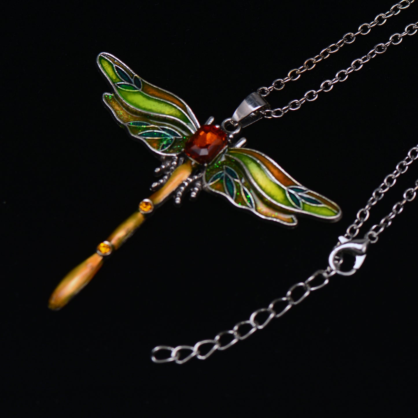 Wings of Renewal Dragonfly Crystal Necklace