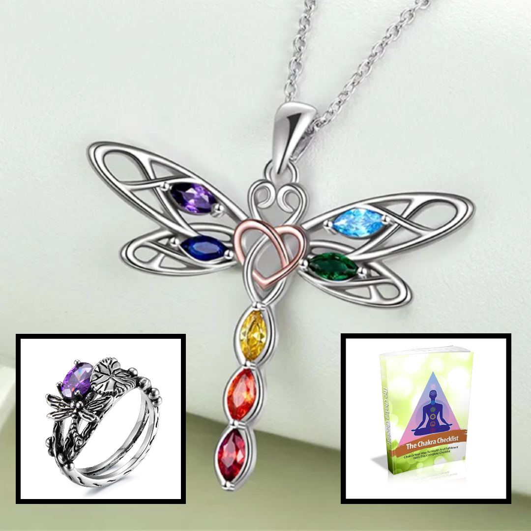 Seven Chakras Guardian Dragonfly Necklace BUNDLE