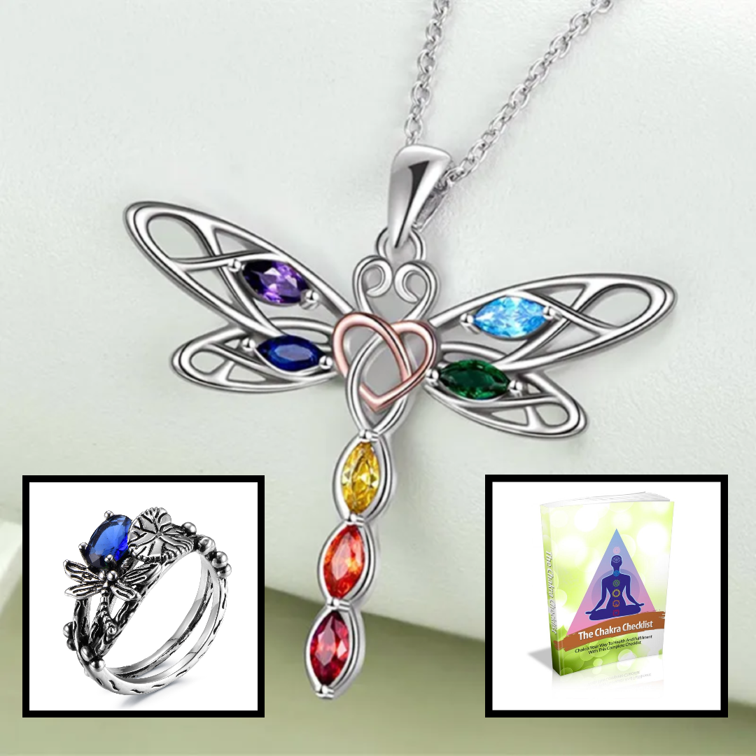 Seven Chakras Guardian Dragonfly Necklace BUNDLE