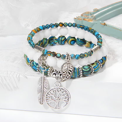 Tree of Tranquility Turquoise Crystal Bracelet Set