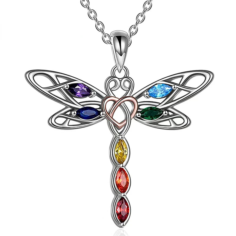 Seven Chakras Guardian Dragonfly Necklace