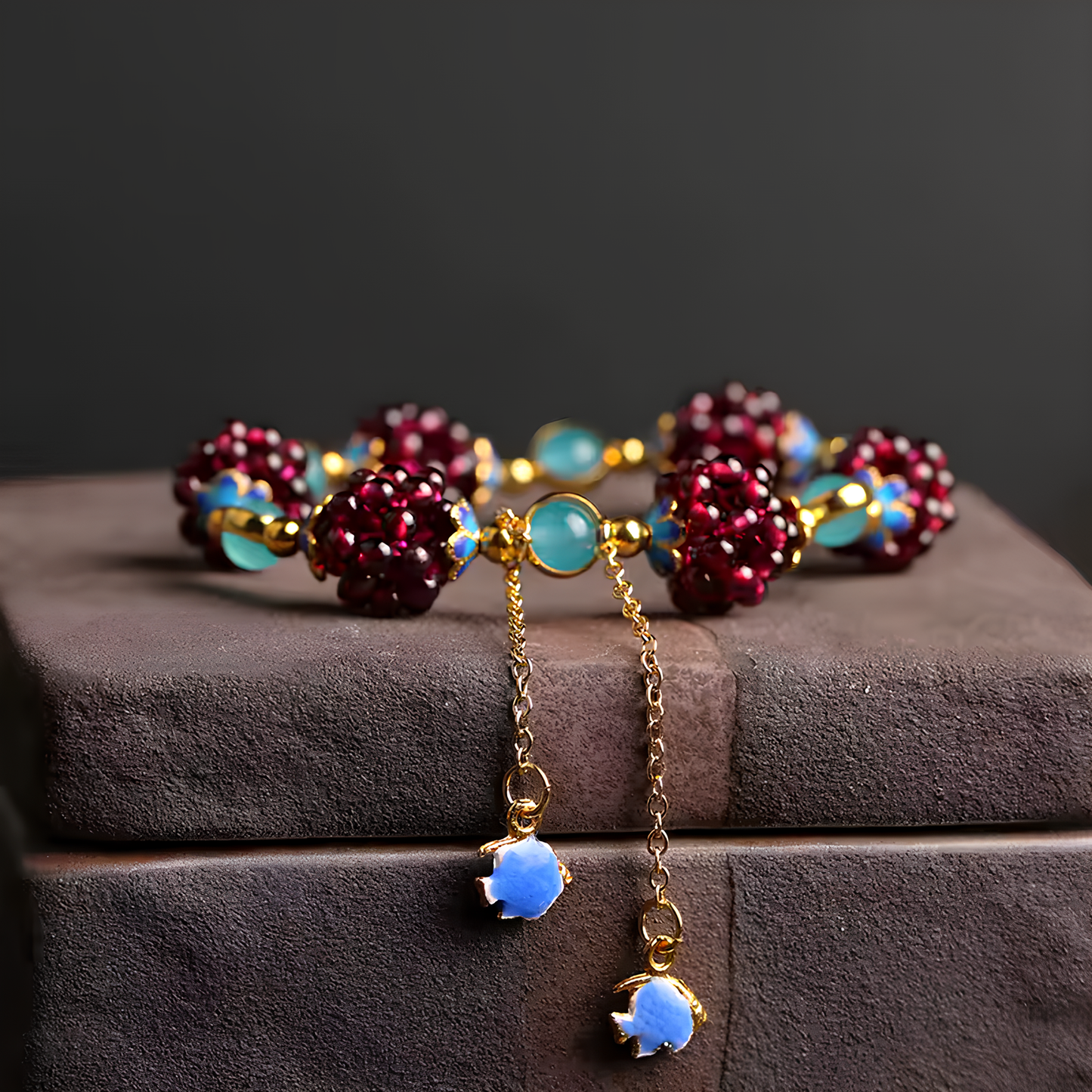 Pomegranate Bloom Lotus Crystal Bracelet