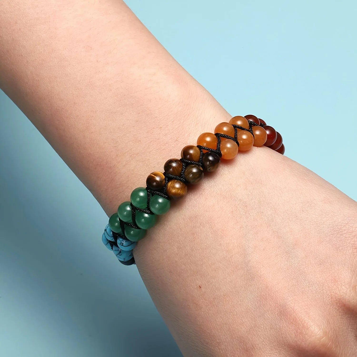 Om 7 Chakra Balance Crystal Bracelet