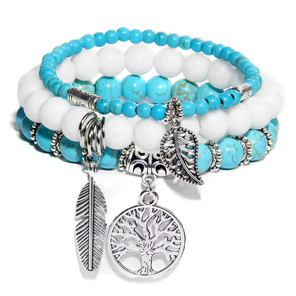 Tree of Tranquility Turquoise Crystal Bracelet Set