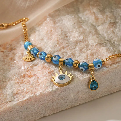 Radiant Protection Aquamarine Evil Eye Bracelet