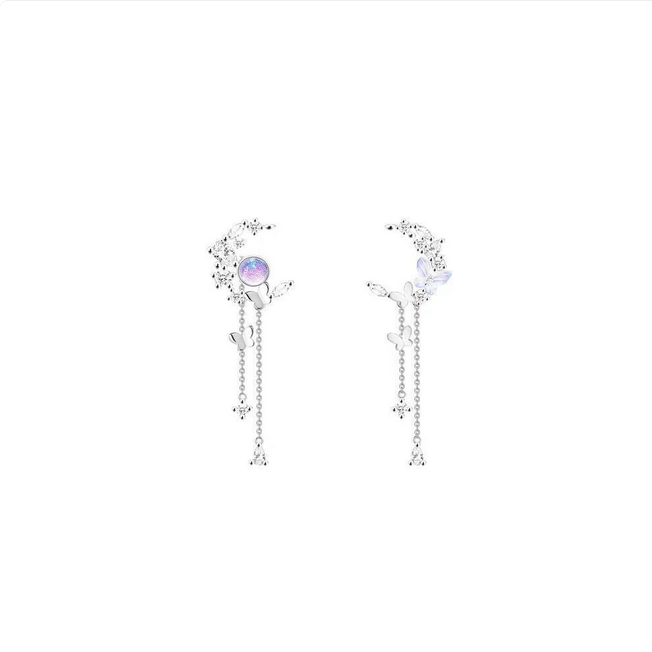 Moonlit Crystal Butterfly Earrings