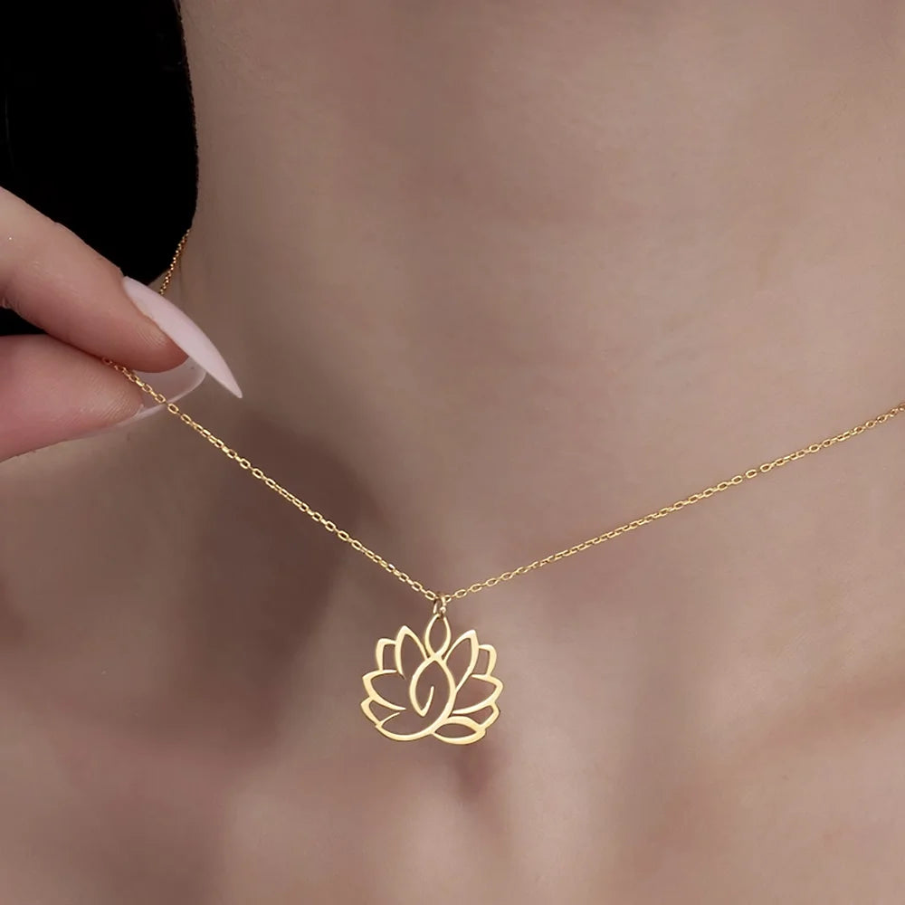 Radiant Tranquility Lotus Charm Necklace