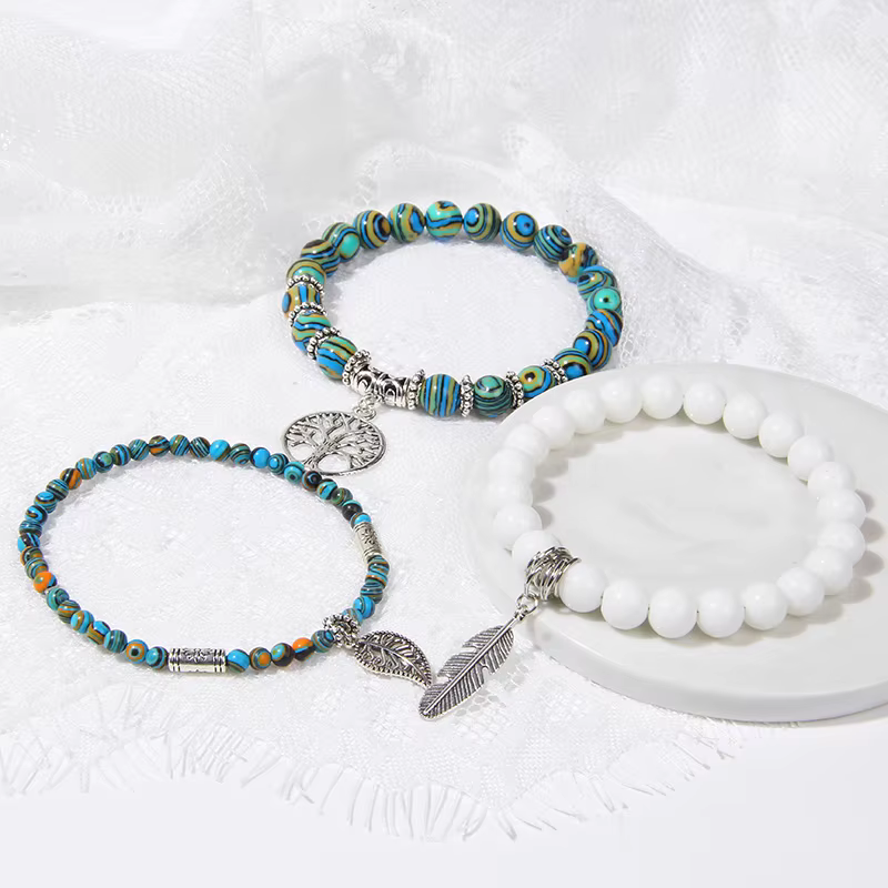 Tree of Tranquility Turquoise Crystal Bracelet Set