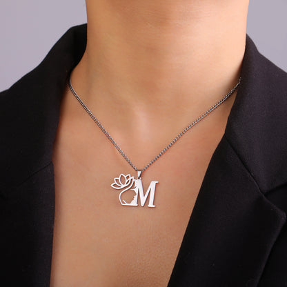 Lotus Harmony Initial Necklace