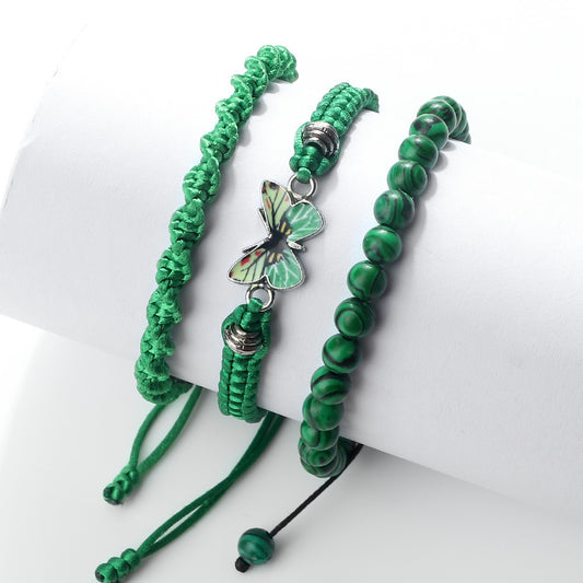 Verdant Butterfly Malachite Harmony Bracelet Set