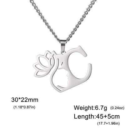 Lotus Harmony Initial Necklace