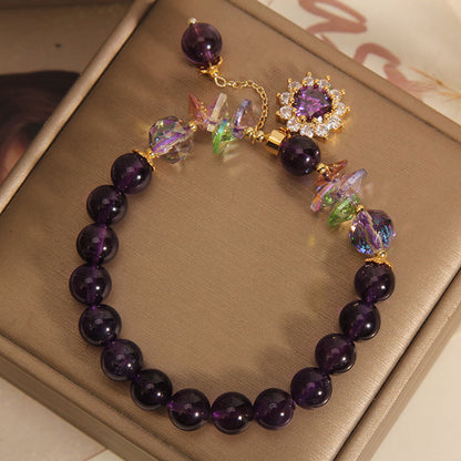 Ethereal Elegance Amethyst Sunburst Bracelet