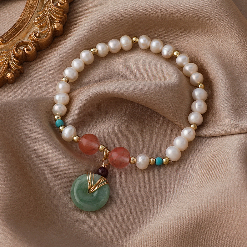 Ethereal Crystal Jade and Pearl Bracelet