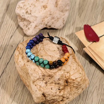 Om 7 Chakra Balance Crystal Bracelet