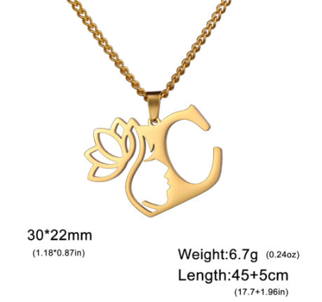 Lotus Harmony Initial Necklace