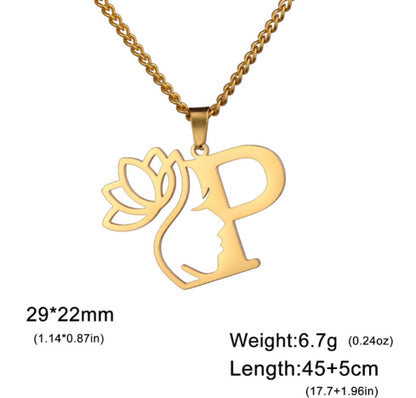 Lotus Harmony Initial Necklace