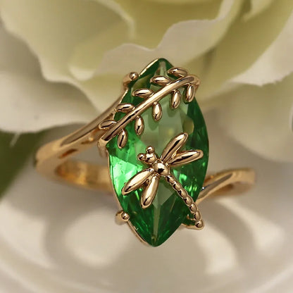 Peridot Grace Dragonfly Crystal Ring