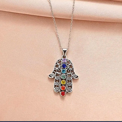 Guardian of Strength 7 Chakra Hamsa Necklace